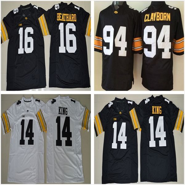 

ncaa iowa hawkeyes college 14 desmond king football jerseys 12 stanzi 94 adrian clayborn jersey men team black away white