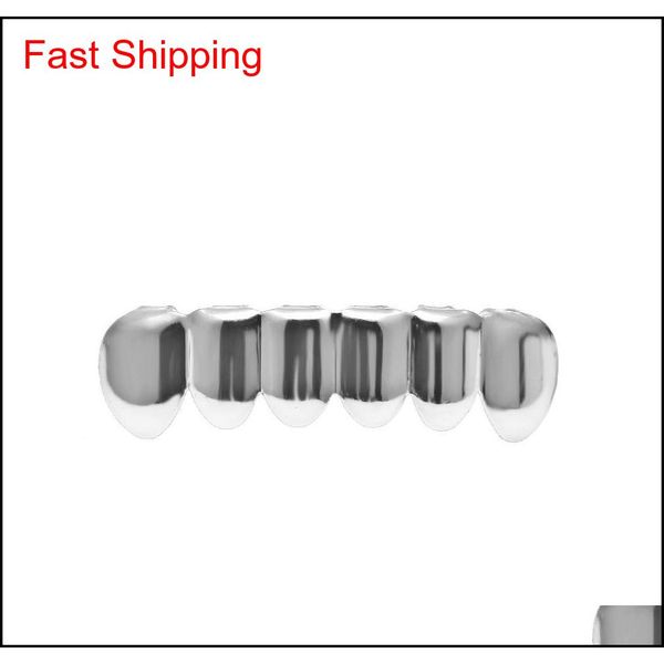 

new custom fit gold plated hip hop rock teeth grillz caps & bottom grill set for christmas p jlldvs yy_dhhome, Silver