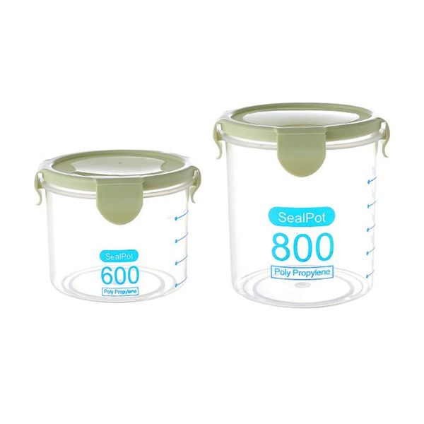 

storage bottles & jars 2 pcs kitchen food container seal pot tea coffee candy tank plastic cereals box green, 600ml 800ml