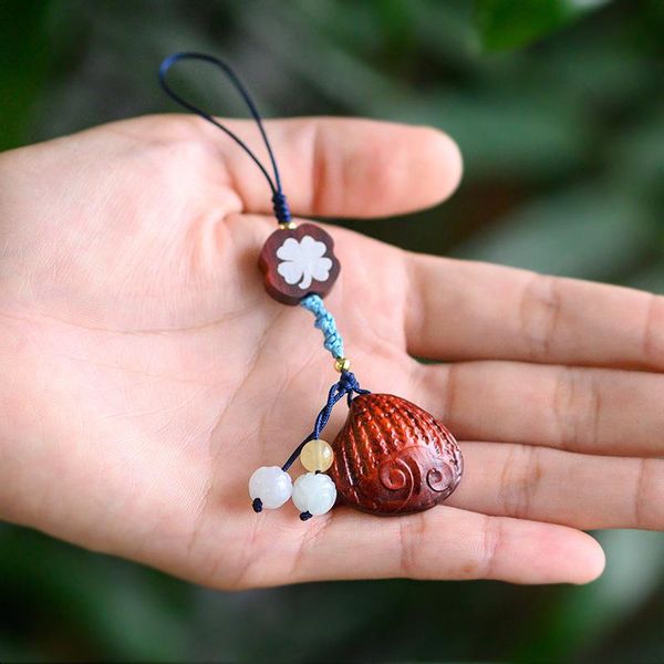 

cell phone straps & charms original handmade high-end leaflet rosewood pendant dolphin rich shell mobile chain backpack key mahogany