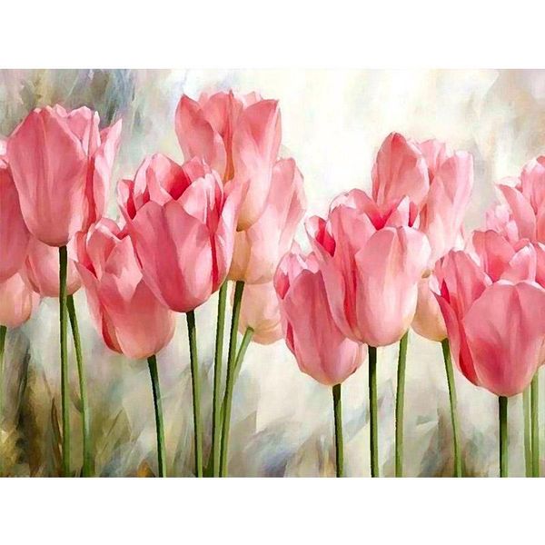 

40x50cm frameless diy picture painting by numbers pink flowers canvas acrylic painting wall art home decoration