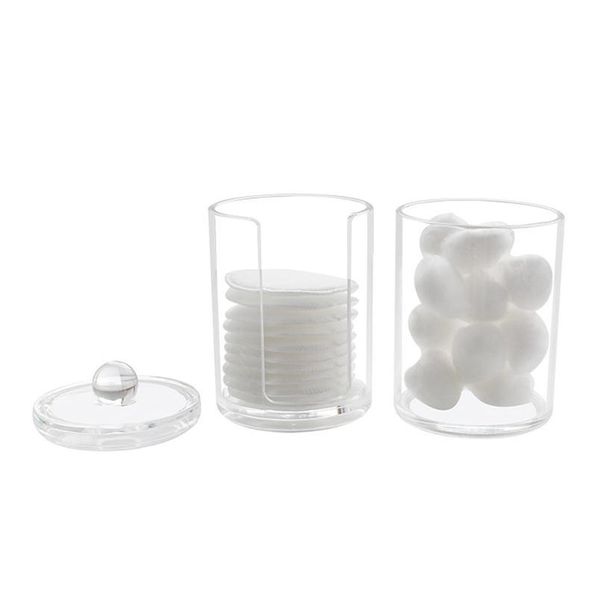 

multifunctional round transparent cotton pad swab makeup table container cosmetic makeup cotton pad organizer jewelr qylyvg