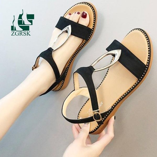 

sandals summer casual for women fashionable and comfortable non-slip female slippers style buckle women's flat, Black