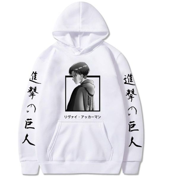 

men's hoodies & sweatshirts anime attack on titan pullovers long sleeves hoodie men autumn male hip hop casual boys girls white, Black