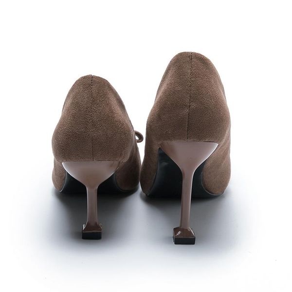 

dress shoes autumn style stiletto pointed fashion suede high heels, Black