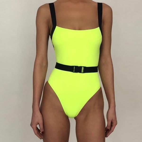 

one-piece suits 2021 one piece swimsuit women swimwear belt bodysuit push up monokini backless bathing summer beach wear