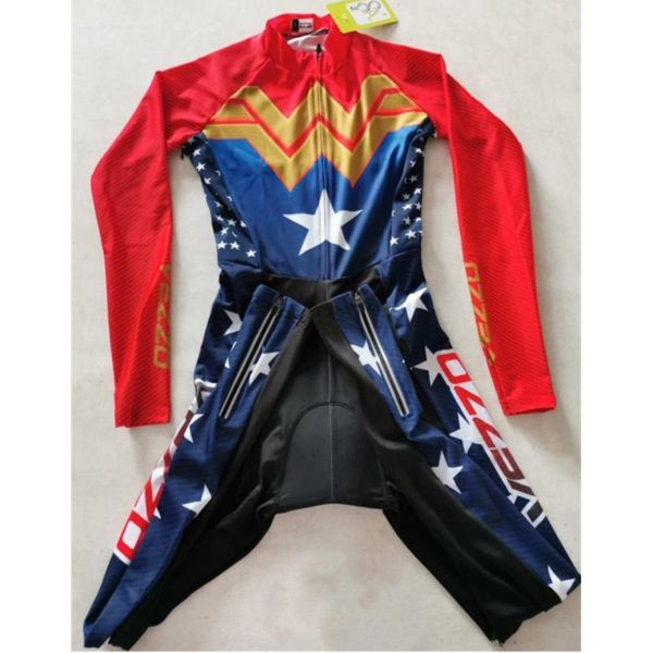 

racing sets vezzo 2021 professional team triathlon cycling suit long sleeve leotard 20d gel ladies one piece, Black;blue