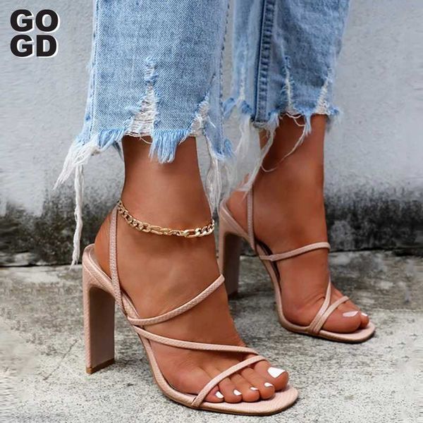

[gogd] fashion design 2021new women sandal heels shoes ladys pink girls square heels and flip-toe sandal shoes large size41, Black