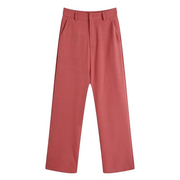 

women's pants & capris za 2021 chic wide-leg fashion spring and autumn casual solid color wild trouser suits for female, Black;white