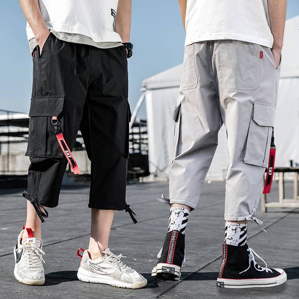 

2021 new 5xl tornozelo-comprimento de dos homens preto hip hop calas streetwear roupas masculinas nova carga corredores om3n, Black