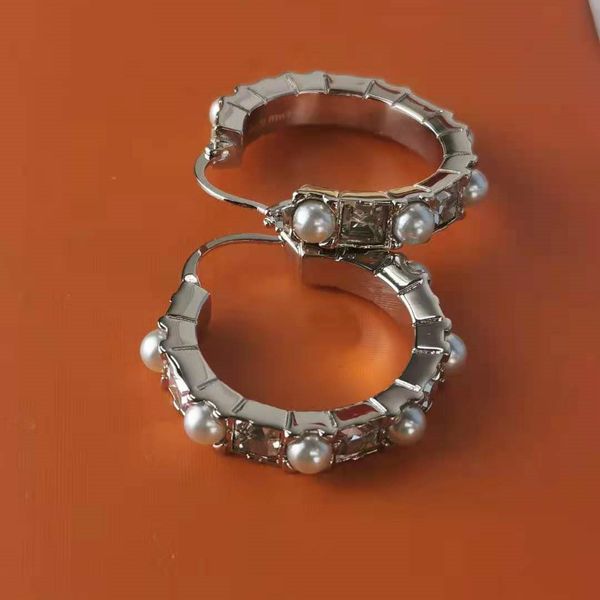 

70% off new earrings, women's circle, pearl advanced sense square diamond and pearl round earrings, Golden;silver