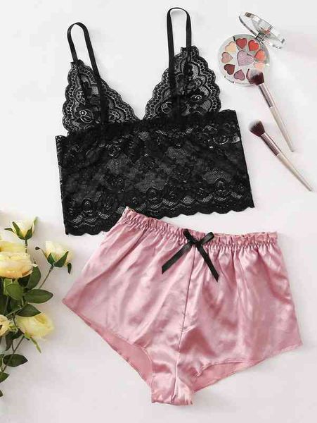 

women's imitation silk suspender lace pink thin comfortable leisure charm home clothes 211202, Black;white