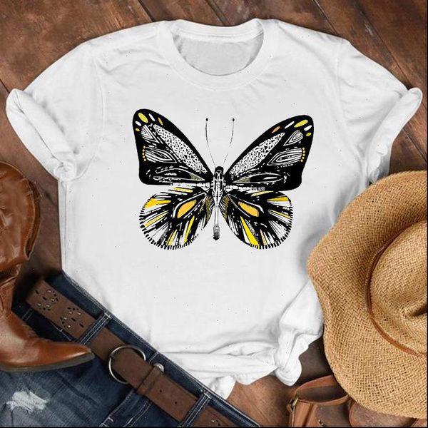 

women lady cartoon butterfly fashion summer fall autumn shirt clothes tshirt tee womens female print t graphic t shirt, White
