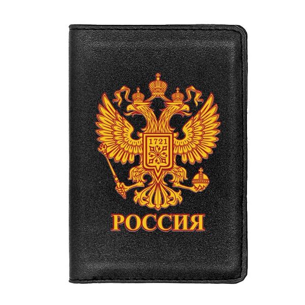 

card holders personality russian passport cover classic leather men women id travel holder wallet, Brown;gray