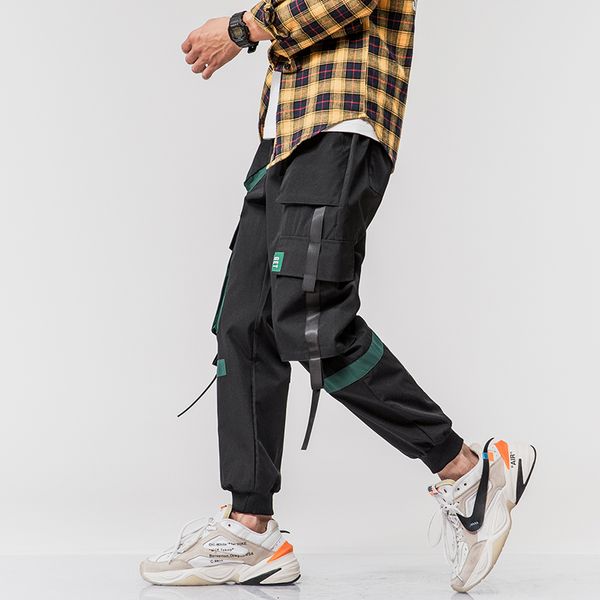

hip hop streetwear sport 2021 spring black rock male green pocket hare fashionable runners casual skate pants lmul
