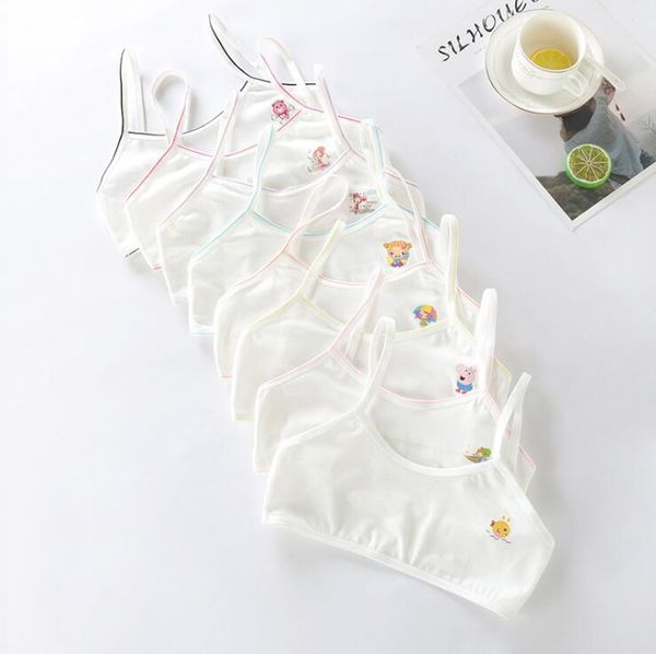 

bras cartoons thin sling t-shirt cotton bra c girls underwear women training vest gift cute send random pattern 3pcs/lot, Red;black