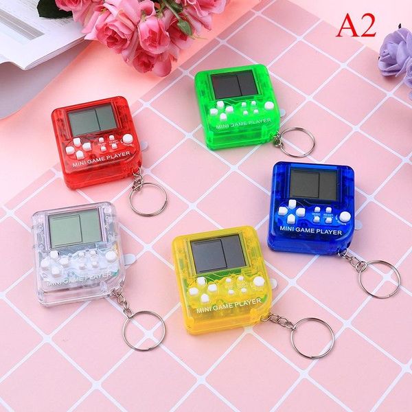 

keychains ultra-small mini tetris children handheld game console portable lcd players toy educational electronic toys classic, Silver
