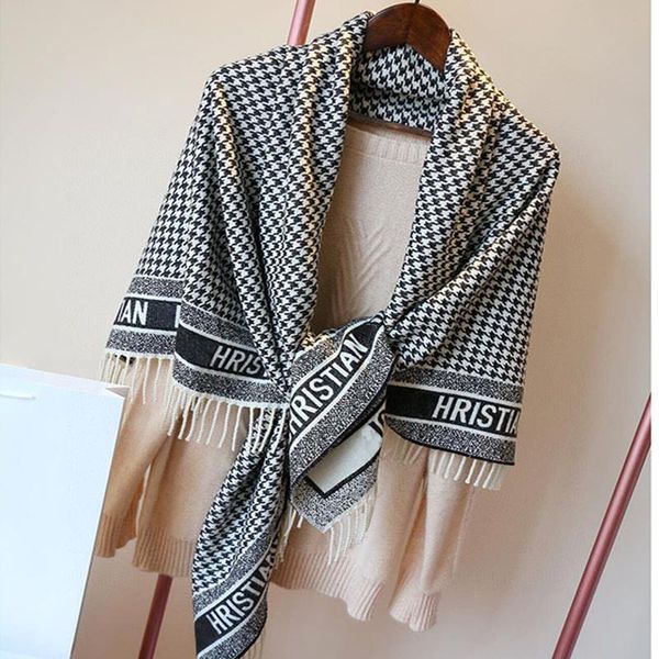 

scarves luxury wool silk quality winter women's cashmere shawl warm blanket cloak scarf female brand thickened zoo, Blue;gray