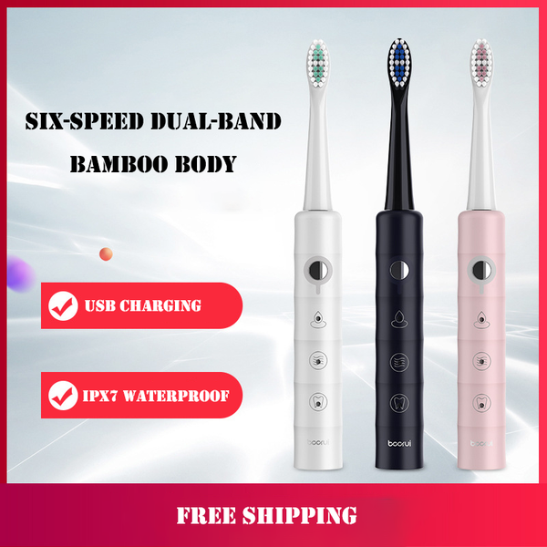

smart electric toothbrush soft hair waterproof sonic couple toothbrush, timer brush 3 mode usb rechargeable replacement head set