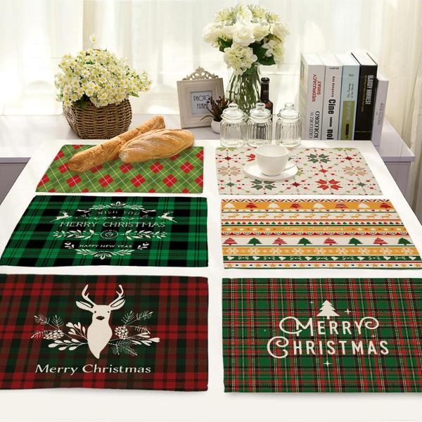 

christmas placemat floral print table mat heat insulation pad decorative mat for home restaurant 42cm*32cm