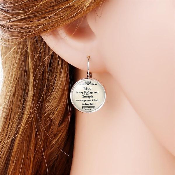 

dangle & chandelier god letter earrings for women girl 'god is my refuge and strength a very present help in trouble' faith ear cl, Silver