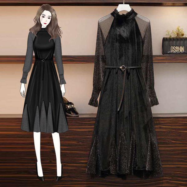 

new large women's dress in autumn 2020, Black;gray