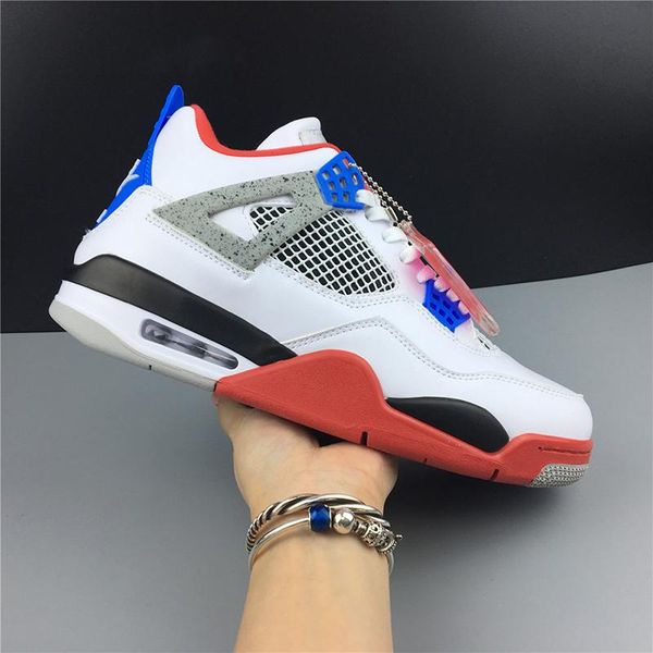 

air 4 what the ci1184-146 4s iv white blue women men sports shoes casual sneakers good quality trainers with original box, Black;white