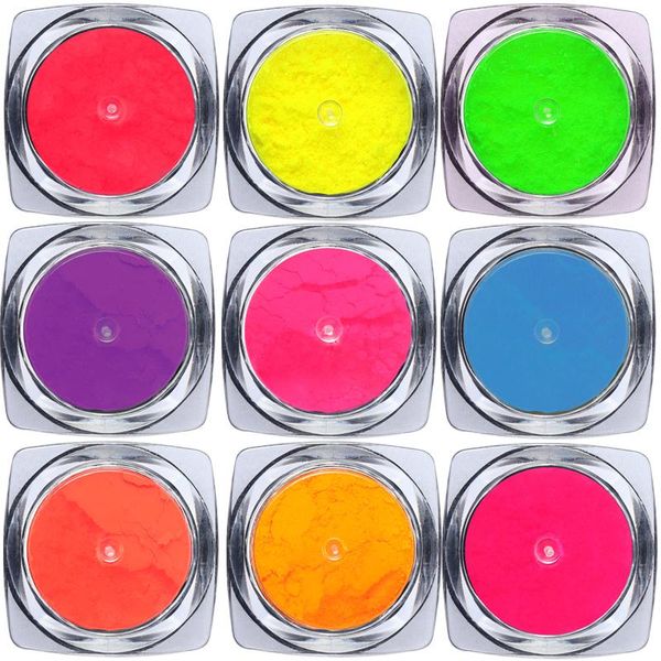 

nail glitter neon pigment powder fluorescence gradient spring and summer shinny dust ombre diy art decorations manicure, Silver;gold