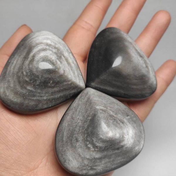 

decorative objects & figurines natural crystal silver obsidian heart reiki gem chakra healing decoration gift