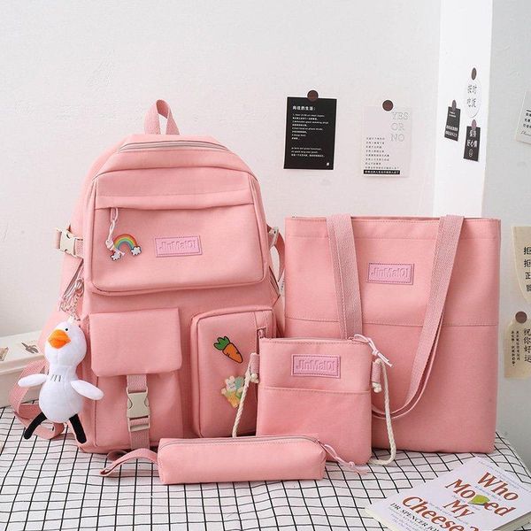 

backpack 4 pcs sets canvas schoolbags for teenage girls women school kids primary bag college student lapbackpacks