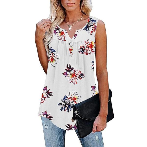 

women's tanks & camis loose t-shirts women jumper sleeveless tank v-neck woman pullovers female fashion printed casual cloth undershit, White
