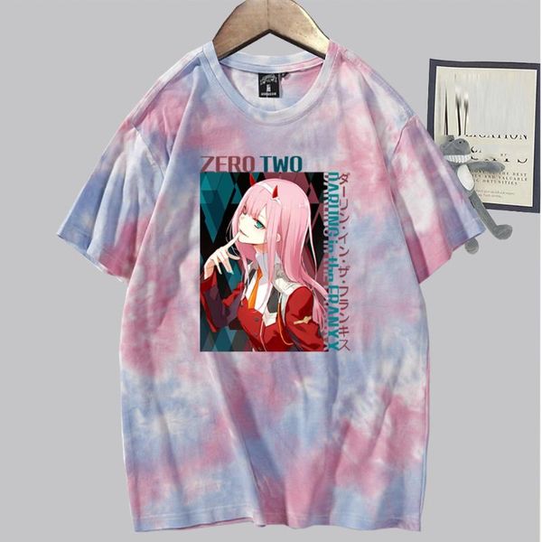

men's t-shirts t-shirt harajuku anime zero two street style darling in the franxx fashion tie dye casual women, White;black