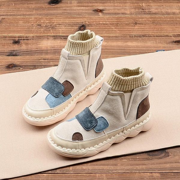 

boots japanese literary retro round head lacing women flat shoes comfortable soft bottom casual booties mori girl single, Black