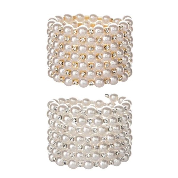 

charm bracelets q0ke korean fashion pearl rhinestone multilayer bracelet bangle female seven rows winding for party gifts, Golden;silver