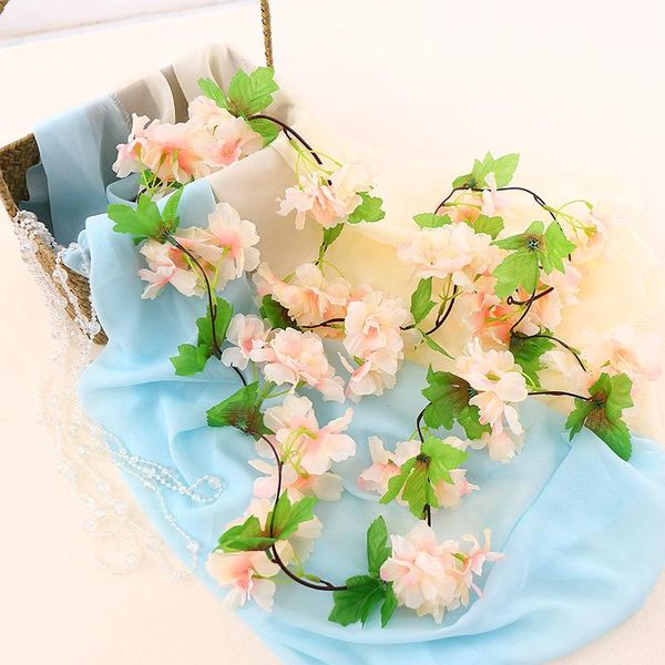 

decorative flowers & wreaths 18 heads 220cm long artificial cherry blossoms flower fake string vine artificials garland wedding party home d