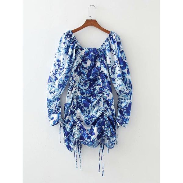 

casual dresses summer floral draped dress women vintage fashion chic lady short, Black;gray