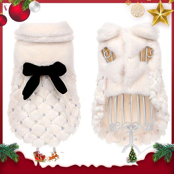 

hoopet pet clothes elegant luxury fur winter overcoat small dog cat clothes bowknot chihuahua