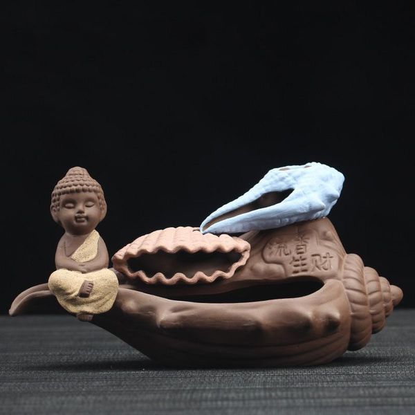

fragrance lamps ceramic the little monk backflow incense burner smoke waterfall holder conch decor buddha crafts