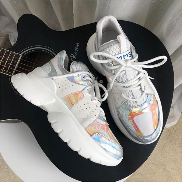 

dress shoes sneakers women leather mixed color chunky lace up ladies fashion sapato feminino zapatos de mujer, Black