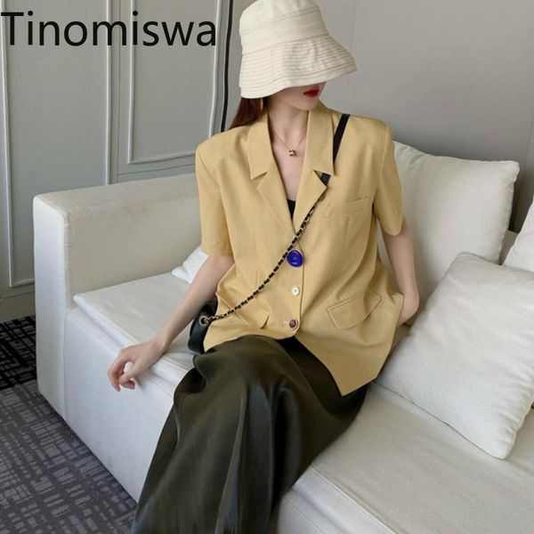 

women's suits & blazers tinomiswa spring 2021 thin half sleeve short fashion casual slim collar single breasted clothes jacket a2185, White;black