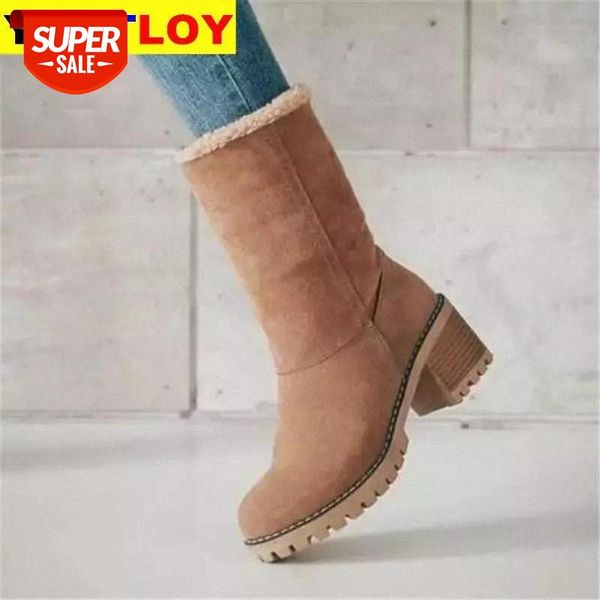 

women snow boots flat up winter plus size platform ladies warm shoes 2020 new flock fur 35-43 #kp7f, Black