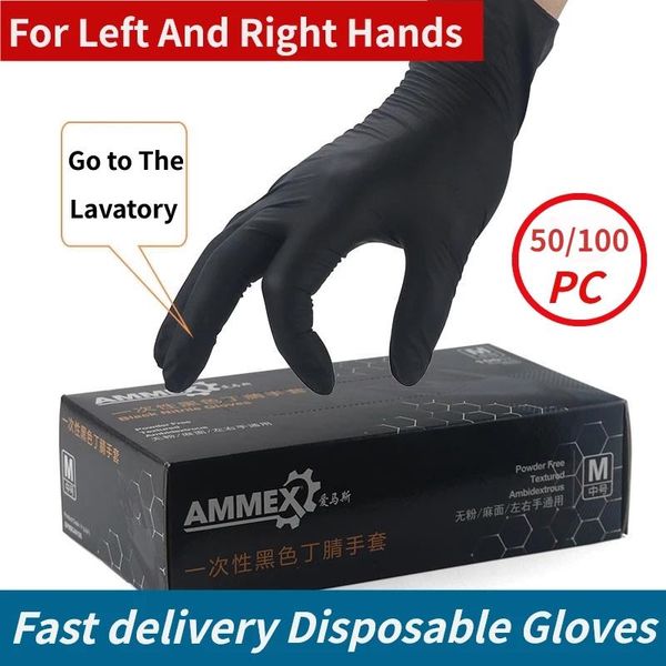 

disposable gloves 50/100pc nitrile grade waterproof allergy work safety kitchen laboratory cleaning home