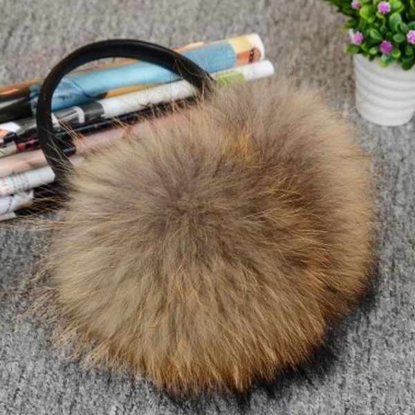 

berets natural raccoon fur winter big earmuffs women oversize korea fashion warm real earcaps thick size ear cover, Blue;gray