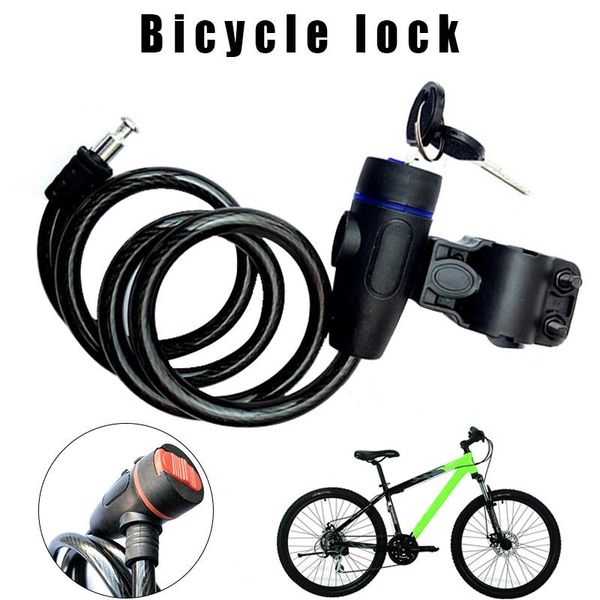 

bike locks theft spiral steel cable lock with 2 key universal protective bicycle stainless coil mtb accessories