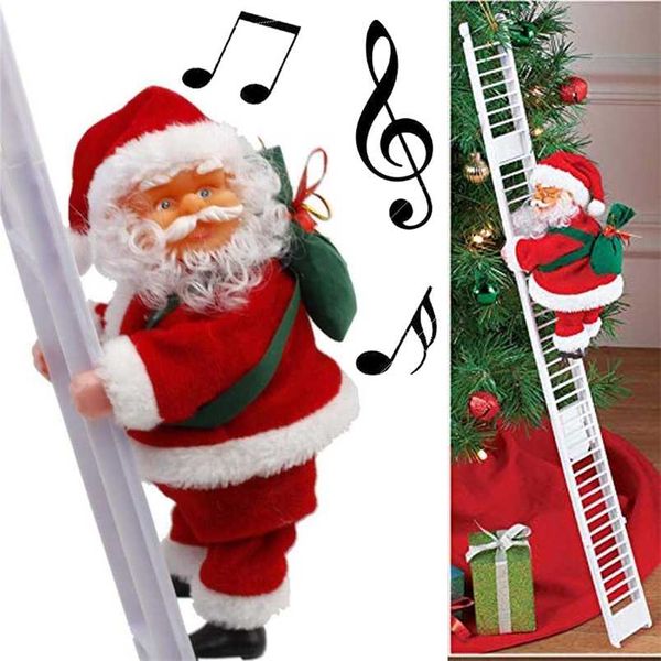 Noel Noel Baba Elektrikli Merdiven Asılı Dekorasyon Ağacı Süsler Tırmanma Komik Yıl Çocuk Hediyeler Parti Dekor 211018