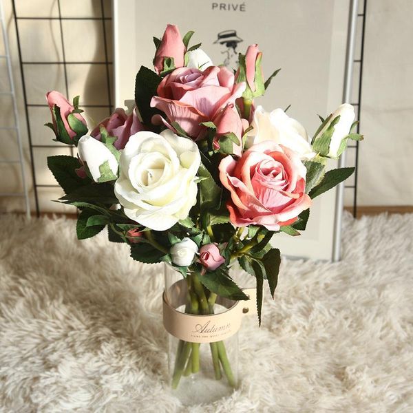 

decorative flowers & wreaths artificial flannel rose plant bonsai wedding decorations ins wind simulation wall flower mw03334