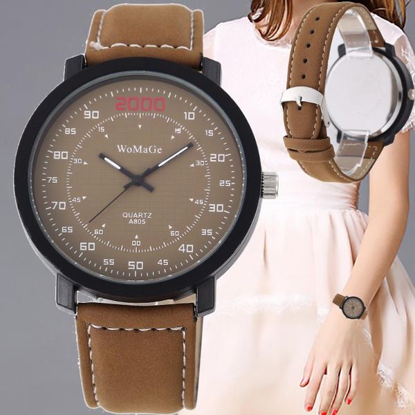 

wristwatches fashion women's watch ladies frosted leather sports dress watches lovers gifts quartz pointer scale wrist for women men, Slivery;brown