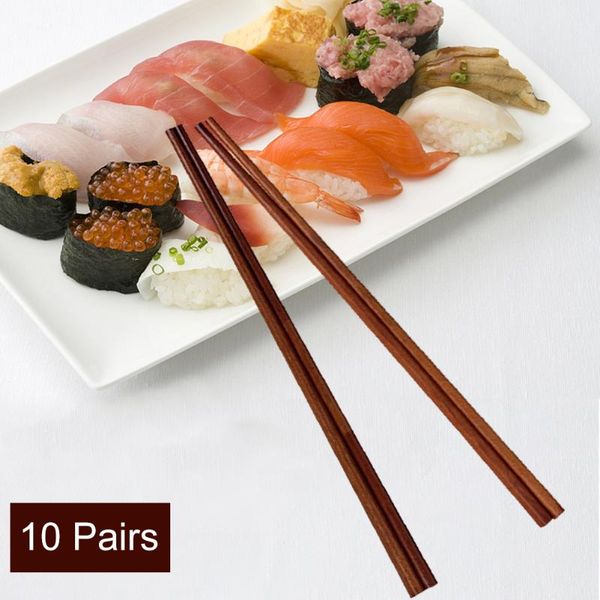 

chopsticks 10pairs lightweight japanese style long handle cafe sushi durable kitchen noodle wood set reusable for asian dishes