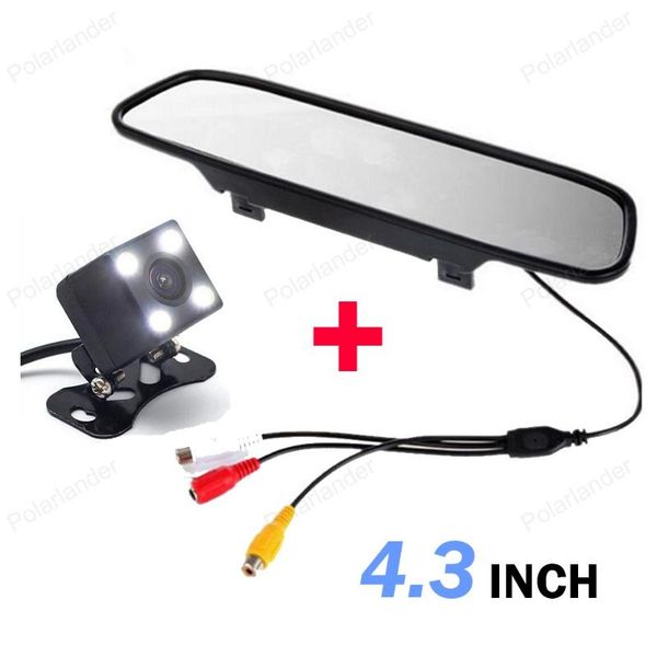 

car video 4.3" tft lcd 2 input mirror monitor parking rear view with 4 led night vision reversing camera