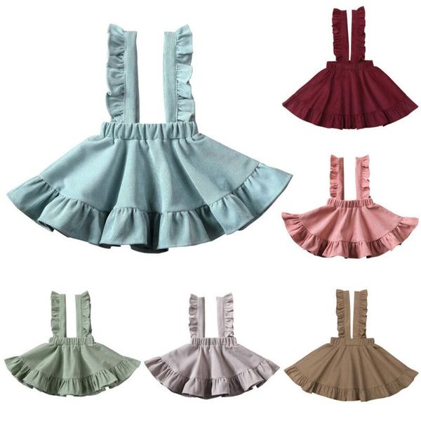 

girl's dresses baby girls princess dress ruched cuffs overall bib strap suspender solid party for 6m-5y toddlers, Red;yellow